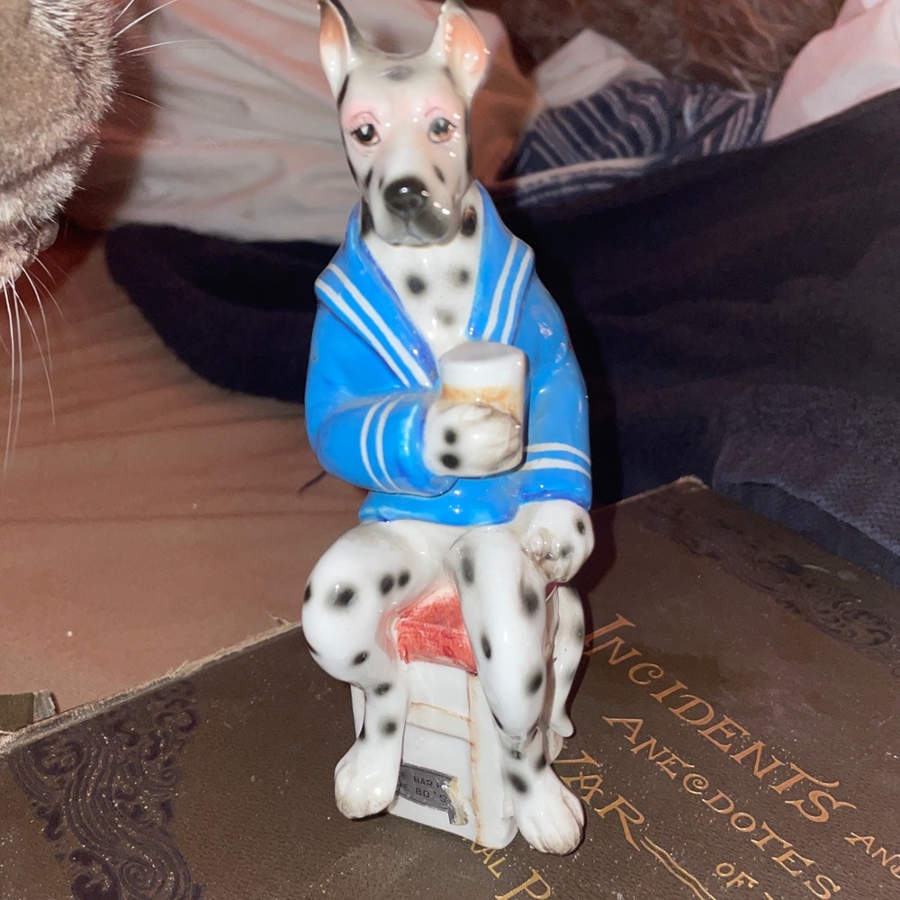 Ceramic vintage Dalmatian Dog Figurine in Blue Jacket